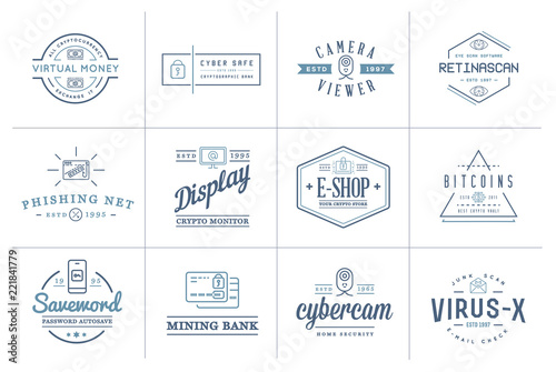 Set of Vector Cyber Security Identity Badges and Signs Can be used as Logotype