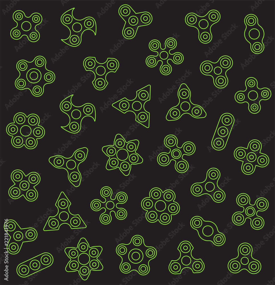 Naklejka premium Fidget Hand Spinners Seamless Pattern Background. Vector illustration. Fidget Spinner icons.