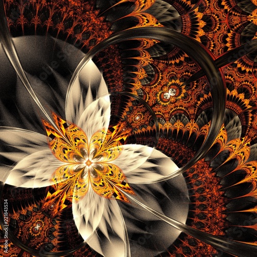 Beautiful fractal flower or butterfly, digital artwork for creative graphic design