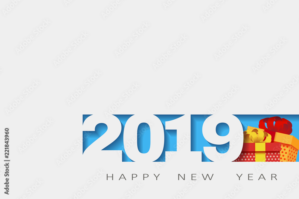 2019 Happy new year. Numbers Design of greeting card of. Happy New Year Banner with 2018 Numbers. Vector illustration.