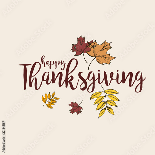 Flat design style Happy Thanksgiving Day logotype, badge and icon. Happy Thanksgiving Day logo template card banner, flyer