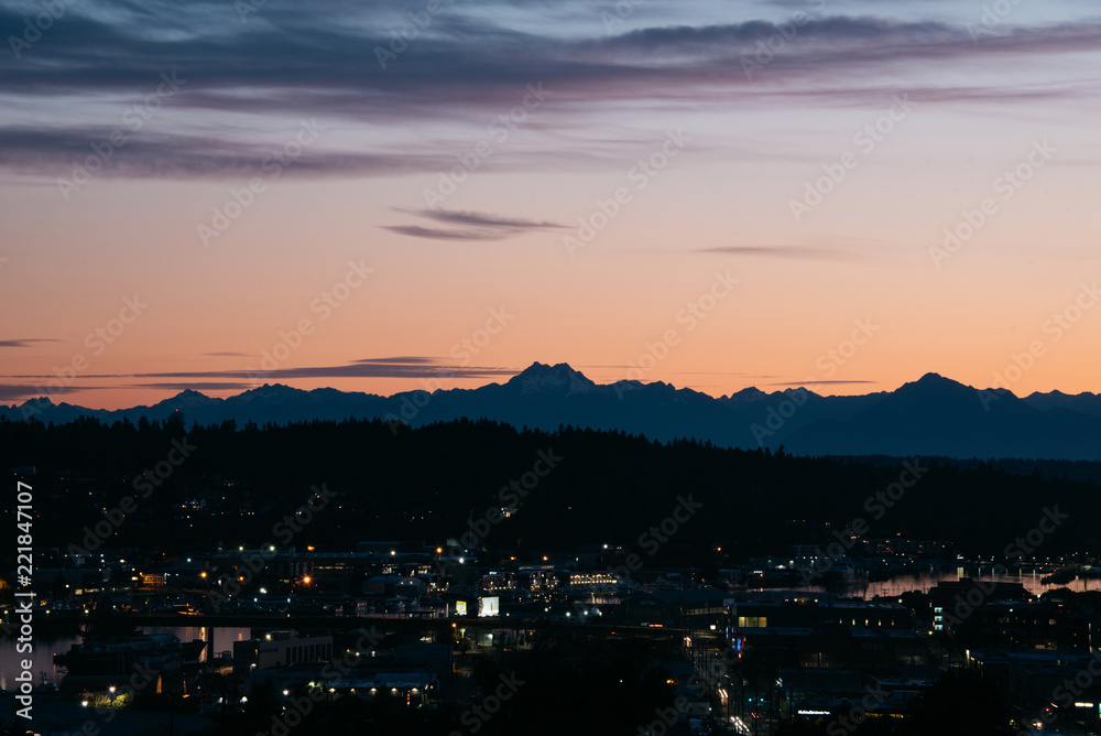 Dusk over the Olympic Mountains