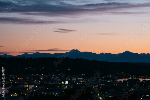 Dusk over the Olympic Mountains