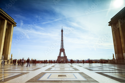 Beautiful Eiffel tower seen from Trocadero square in winter with a long exposure   © dennisvdwater