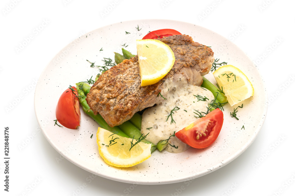 grilled snapper fish steak with vagetable