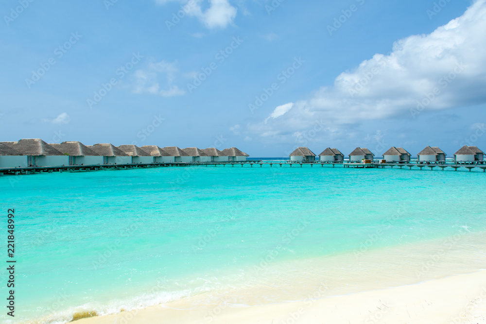 Overwater bungalow in the Indian Ocean Overwater bungalow in the Indian Ocean