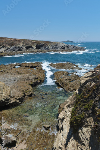 Pessegueiro Island  rocks and cliffs in Porto Covo. Alentejo  Portugal