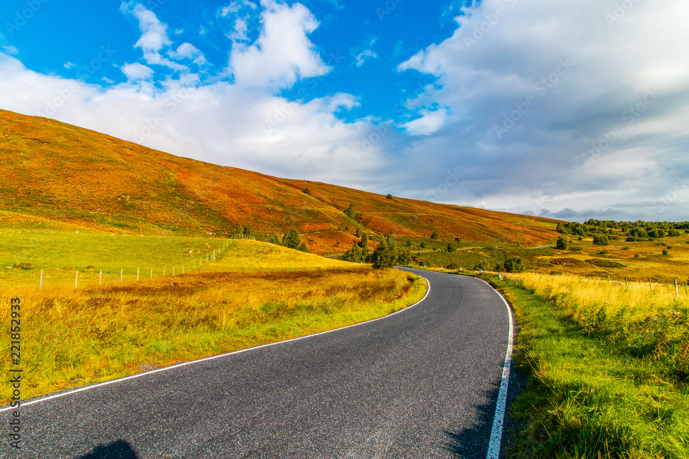 Autumnal hills off the road near Balmore, Scotland