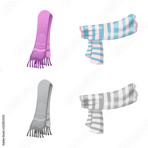 Vector design of scarf and shawl icon. Set of scarf and accessory stock vector illustration.