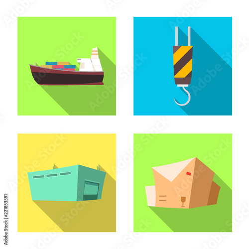 Vector design of goods and cargo logo. Collection of goods and warehouse stock symbol for web.