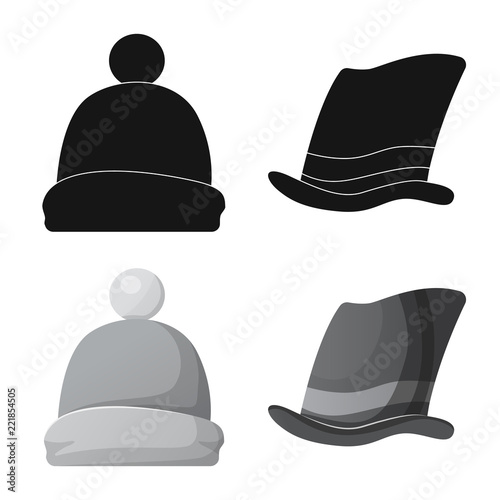 Isolated object of headgear and cap symbol. Set of headgear and accessory stock vector illustration.
