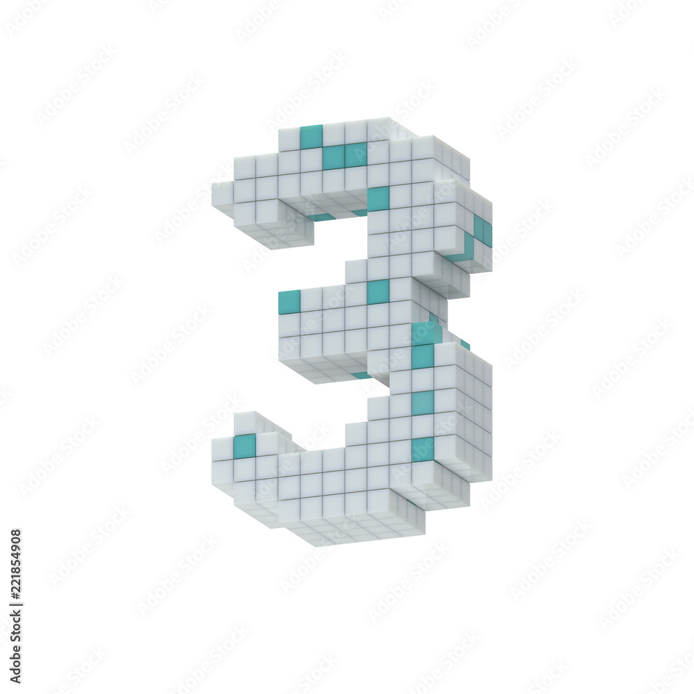 digit 3, three, collected from cubes digit 3, three, collected from cubes