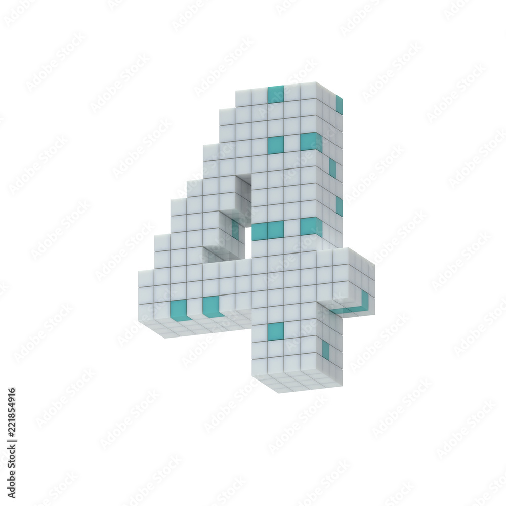 Fototapeta premium digit 4, four, collected from cubes