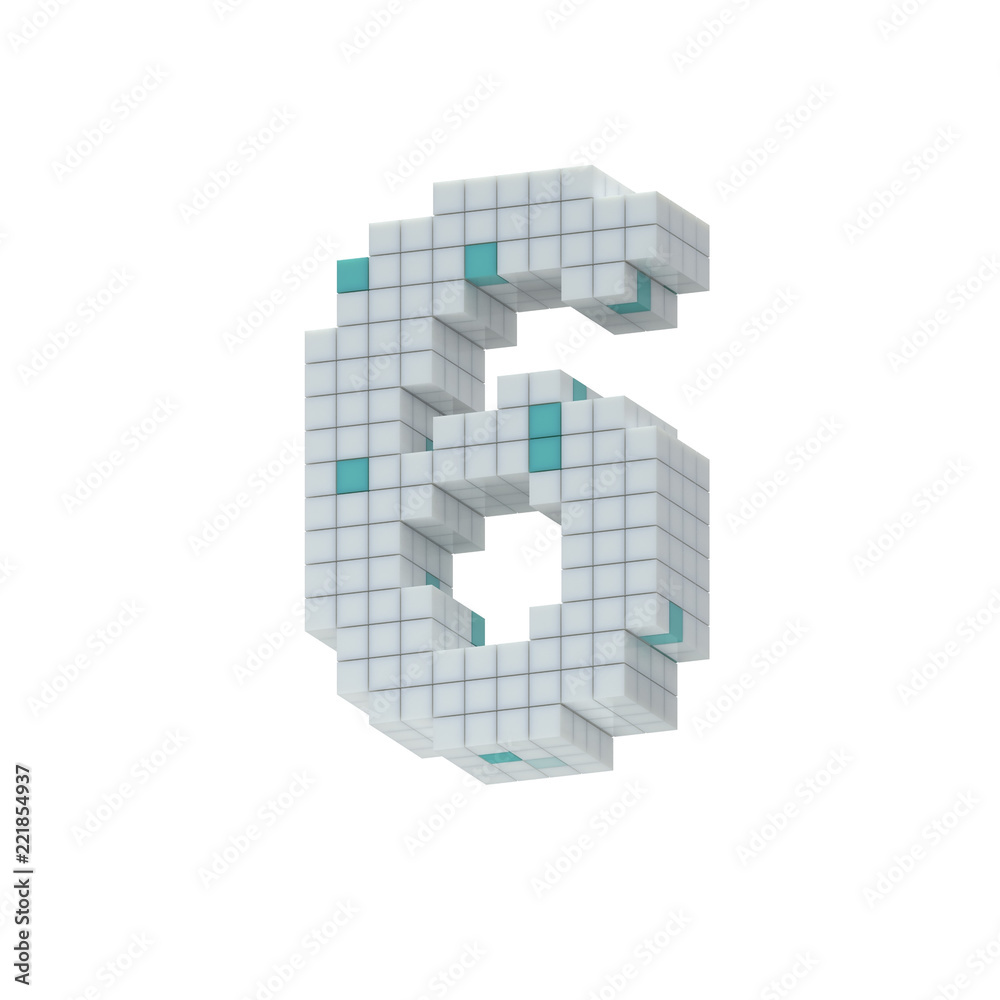 Fototapeta premium digit 6, six, collected from cubes