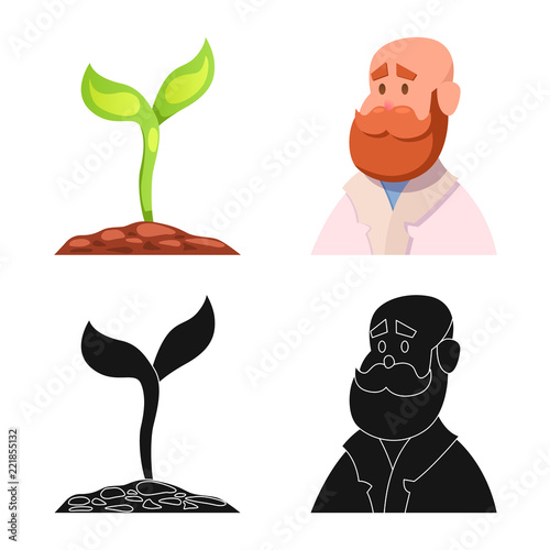 Isolated object of genetic and plant sign. Collection of genetic and biotechnology stock symbol for web.