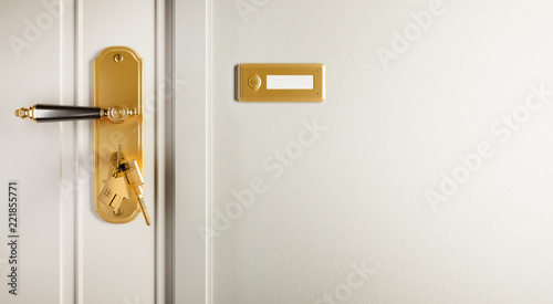 Altbau - Tür mit Schlüsseln und Klingelschild photo