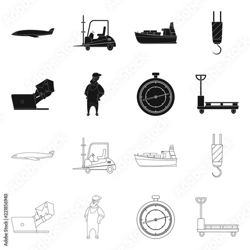 Isolated object of goods and cargo sign. Collection of goods and warehouse stock symbol for web.