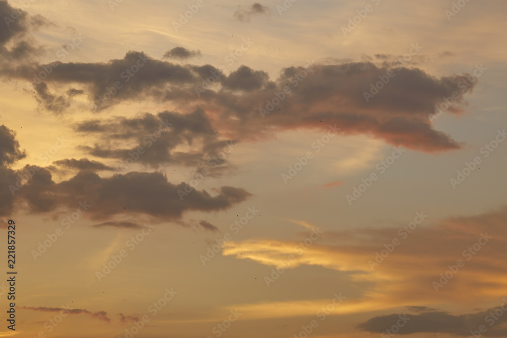 colorful dramatic sky with cloud at sunse