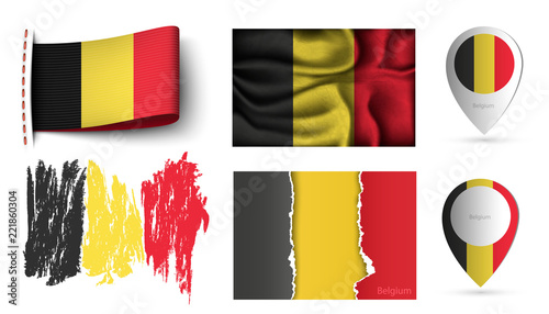 set of belgium flags collection isolated