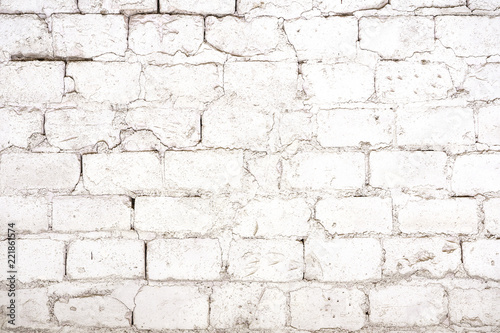 Old Vintage White Brick Wall With Sprinkled White Plaster Texture Background