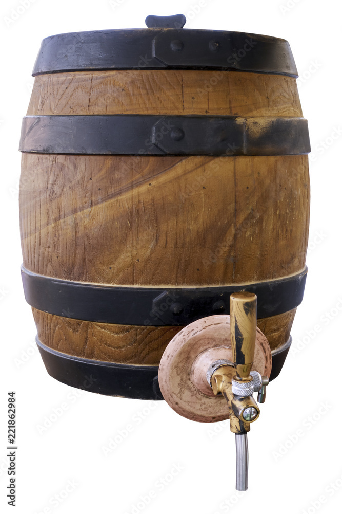 Fototapeta premium isolated on white background old barrel for draft beer