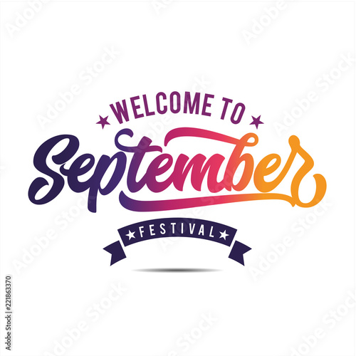 Welcome September Lettering, September Typography Lettering