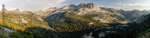 Wide granite valleys at sunset in California's Sierra Nevada along the John Muir Trail photo