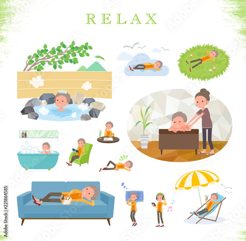 flat type short hair old women_relax
