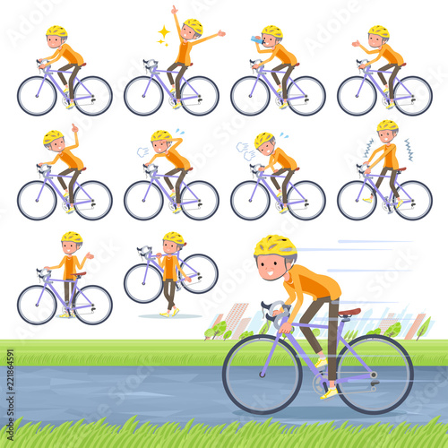 flat type short hair old women_road bike