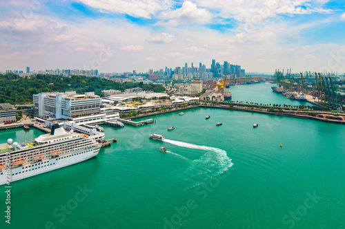 Aerial view of port of Singapore, Asia