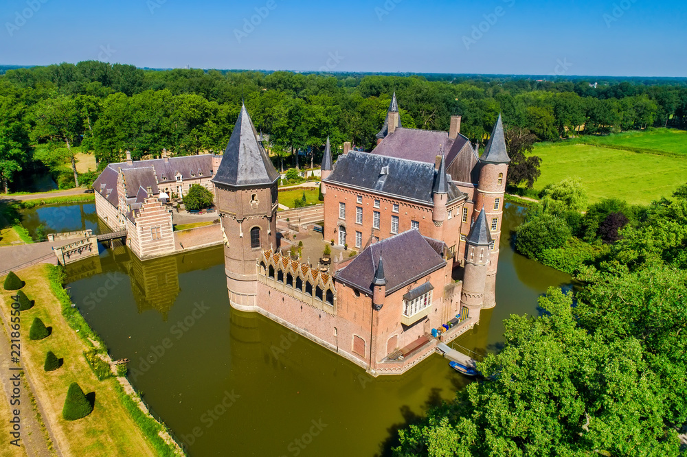 Aerial view of Heeswijk Castle in the Netherlands.