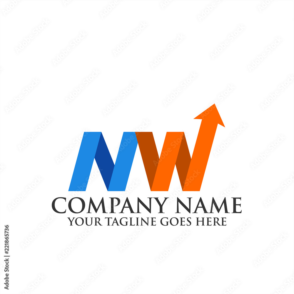 Abstract bussines financial logo, Letter MW, NW Logo template