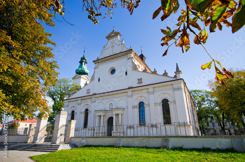 White church in Zamosc, Poland