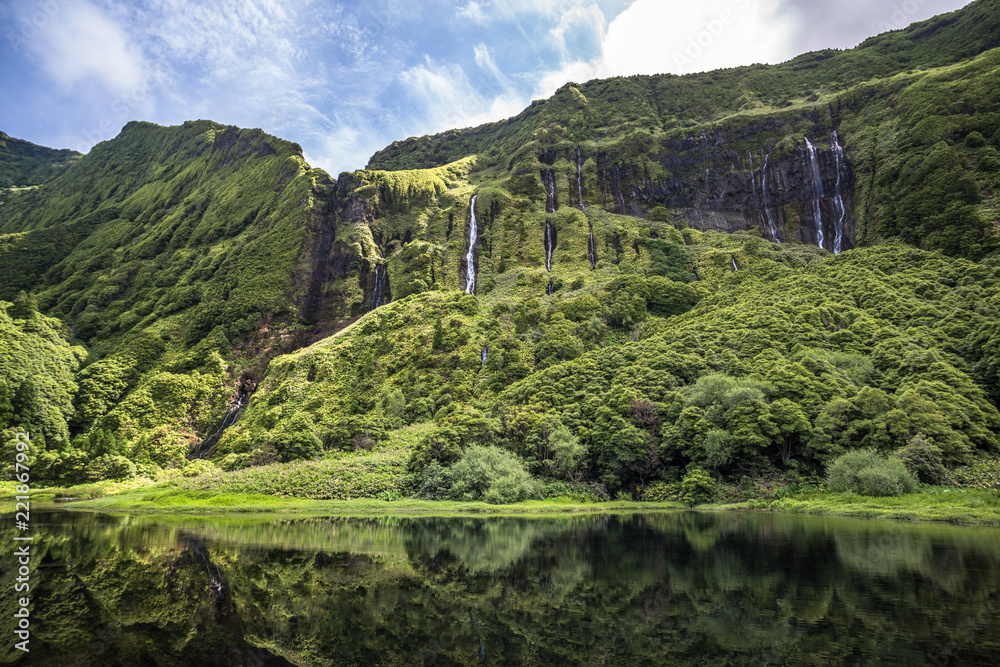 Fototapeta premium Poco da Ribeira do Ferreiro, Flores island, Azores, Portugal.