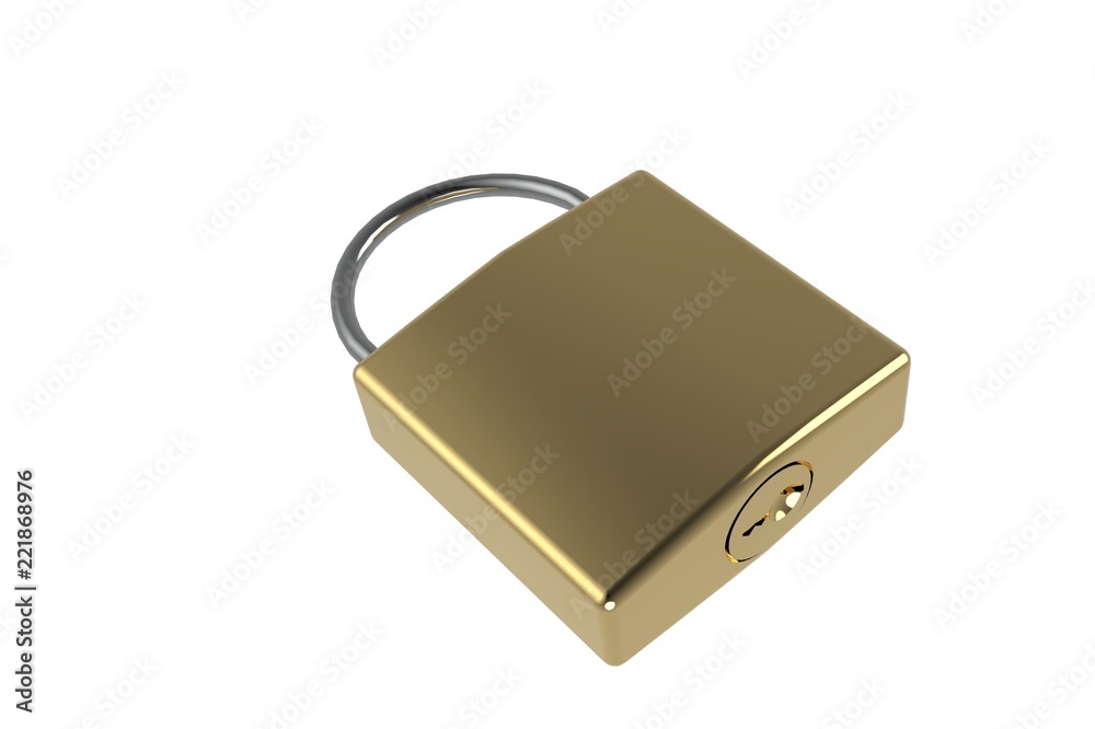3d golden padlock with keyhole. 3d render 3d golden padlock with keyhole. 3d render