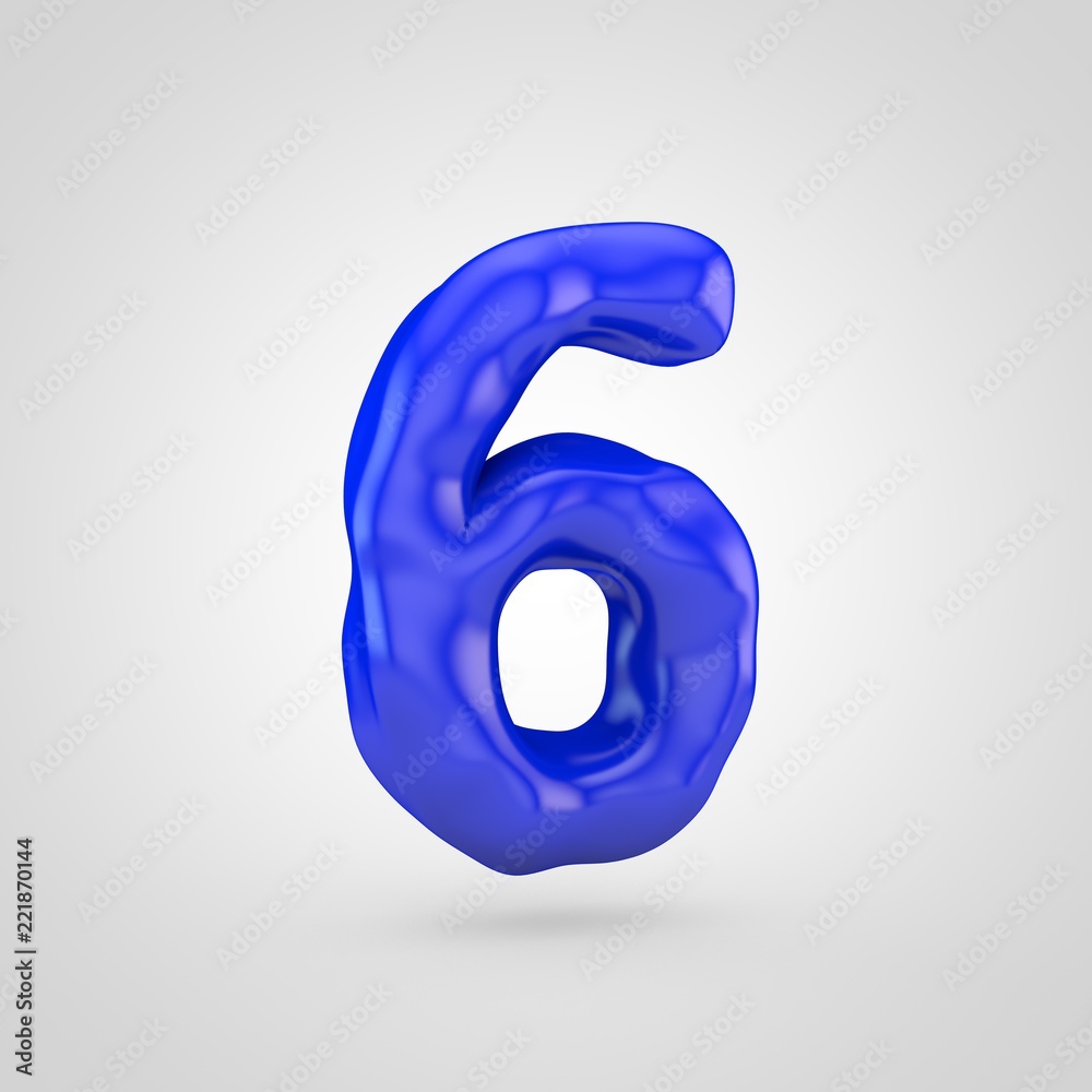 Blue plasticine number 6 isolated on white background. Blue plasticine number 6 isolated on white background.