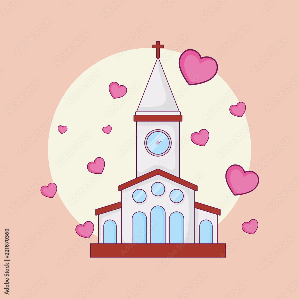 Fototapeta premium wedding celebration card with church building