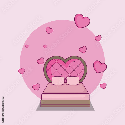 wedding card with just married bed