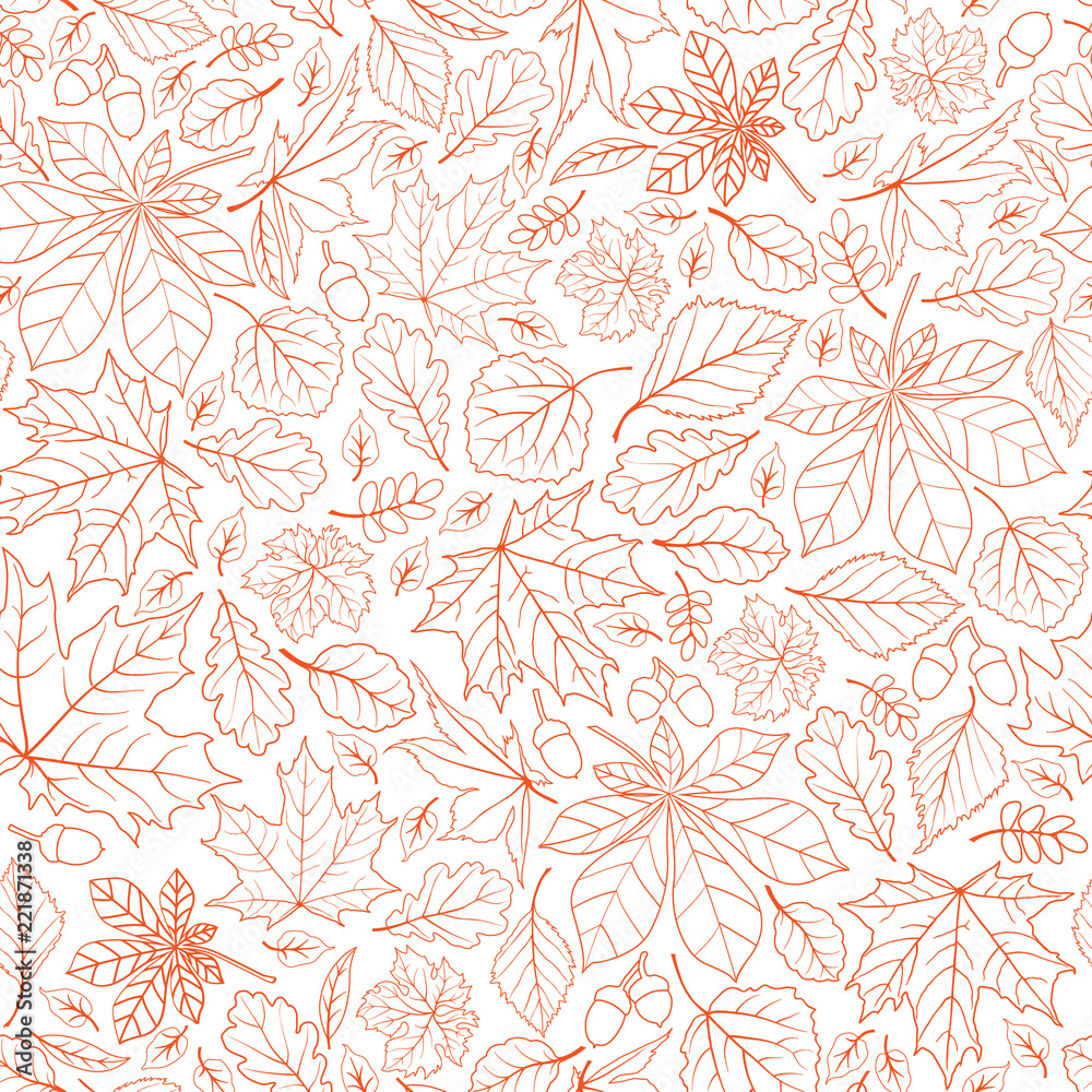Fall leaf nature seamless pattern. Autumn leaves background. Seasonal floral icon wallpaper