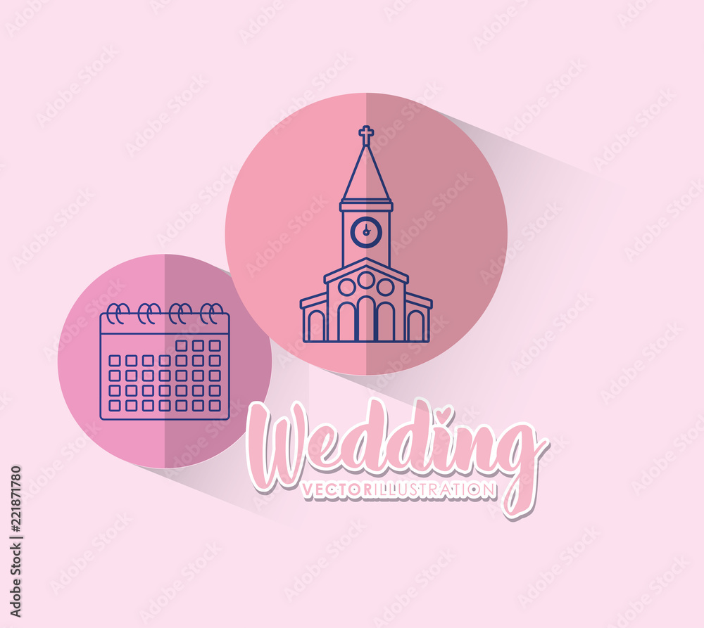 Naklejka premium wedding celebration card with set icons