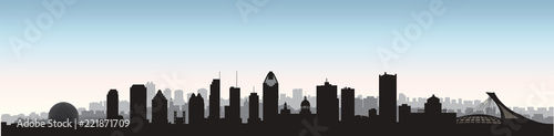 Montreal city, Canada skyline. Cityscape panoramic silhouette with famous buildings.