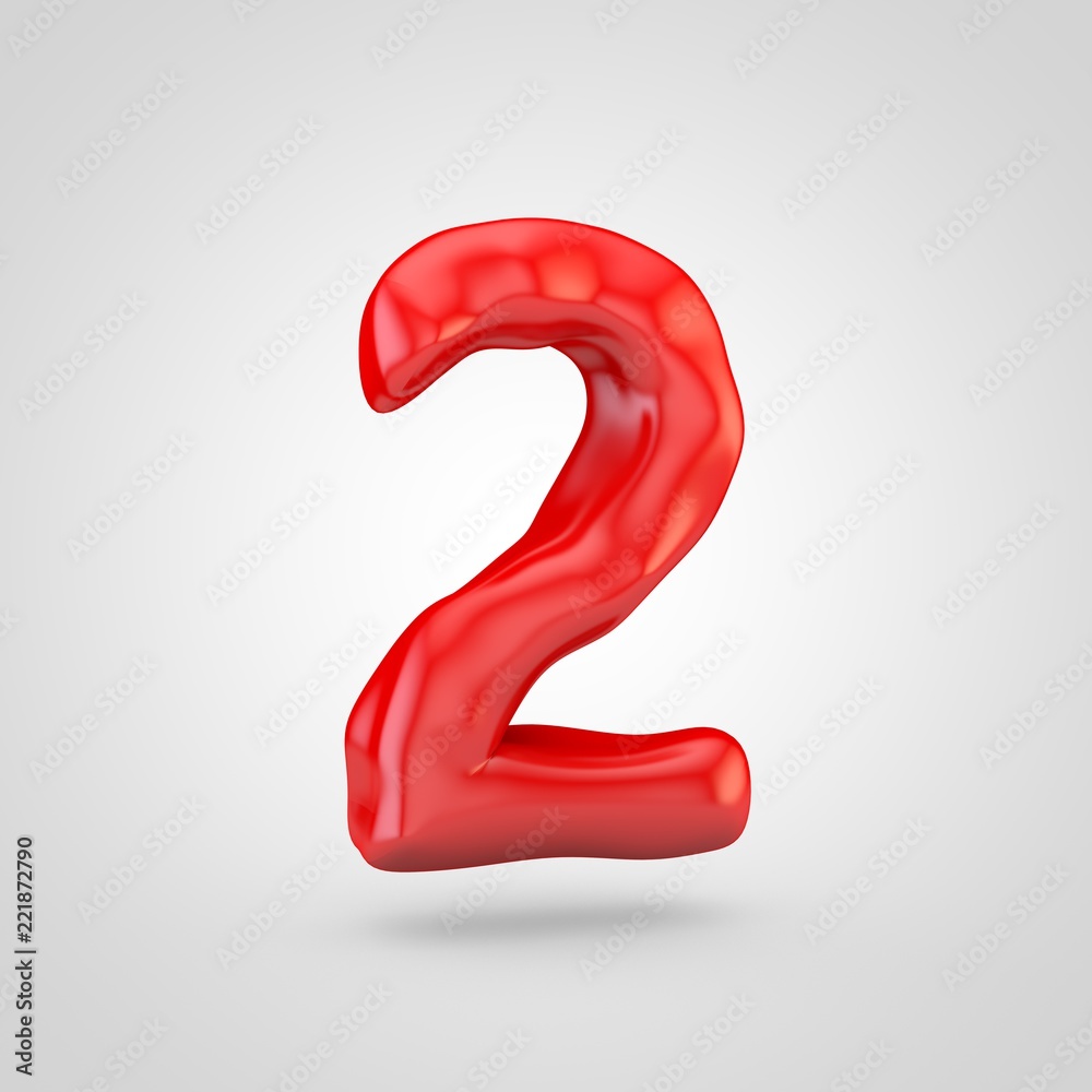 Red plasticine number 2 isolated on white background. Red plasticine number 2 isolated on white background.