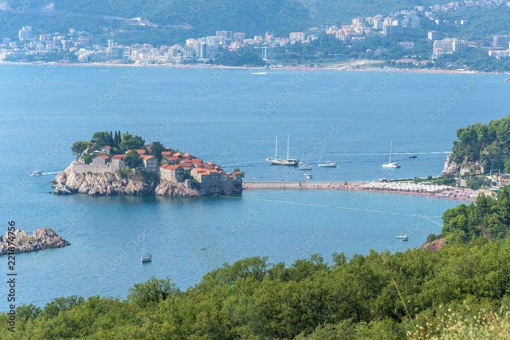 View to Sveti Stefan, Montenegro