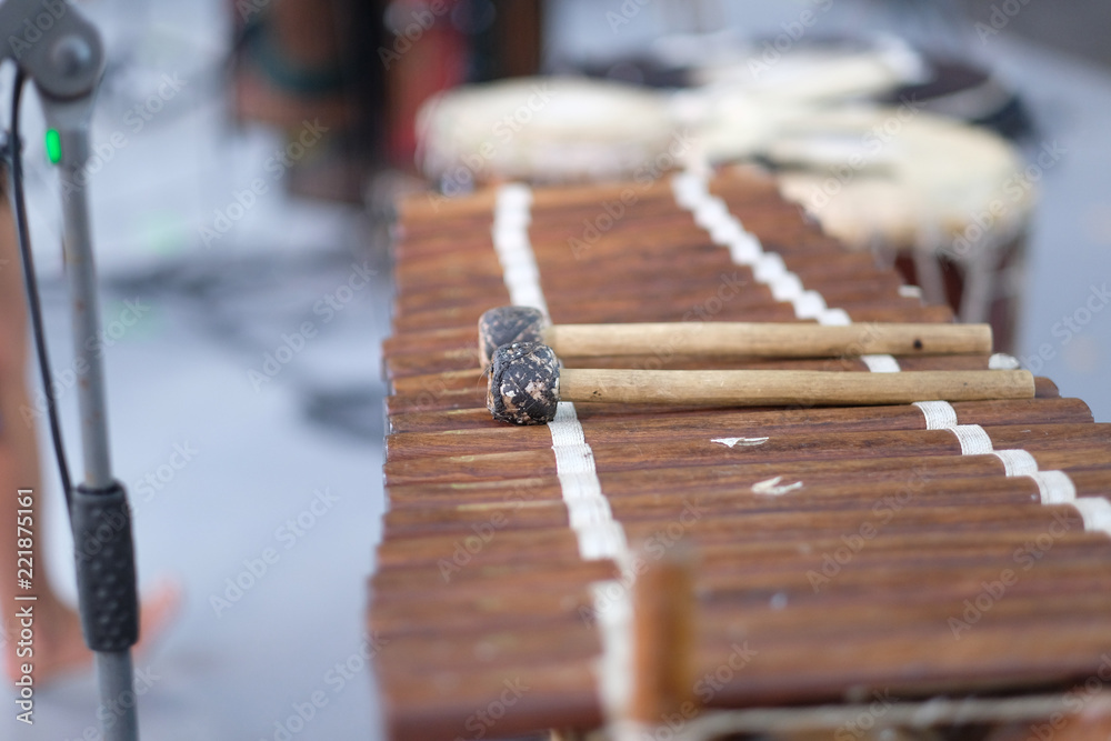 Balafon, a percussion musical instrument popular in African countries, on the stage of the festival