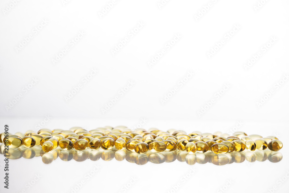 Fish oil supplement capsules isolated Fish oil supplement capsules isolated