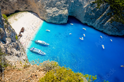 Fototapeta Naklejka Na Ścianę i Meble -  Navagio Beach with Ship Wreck, Zakynthos Island, Greece
