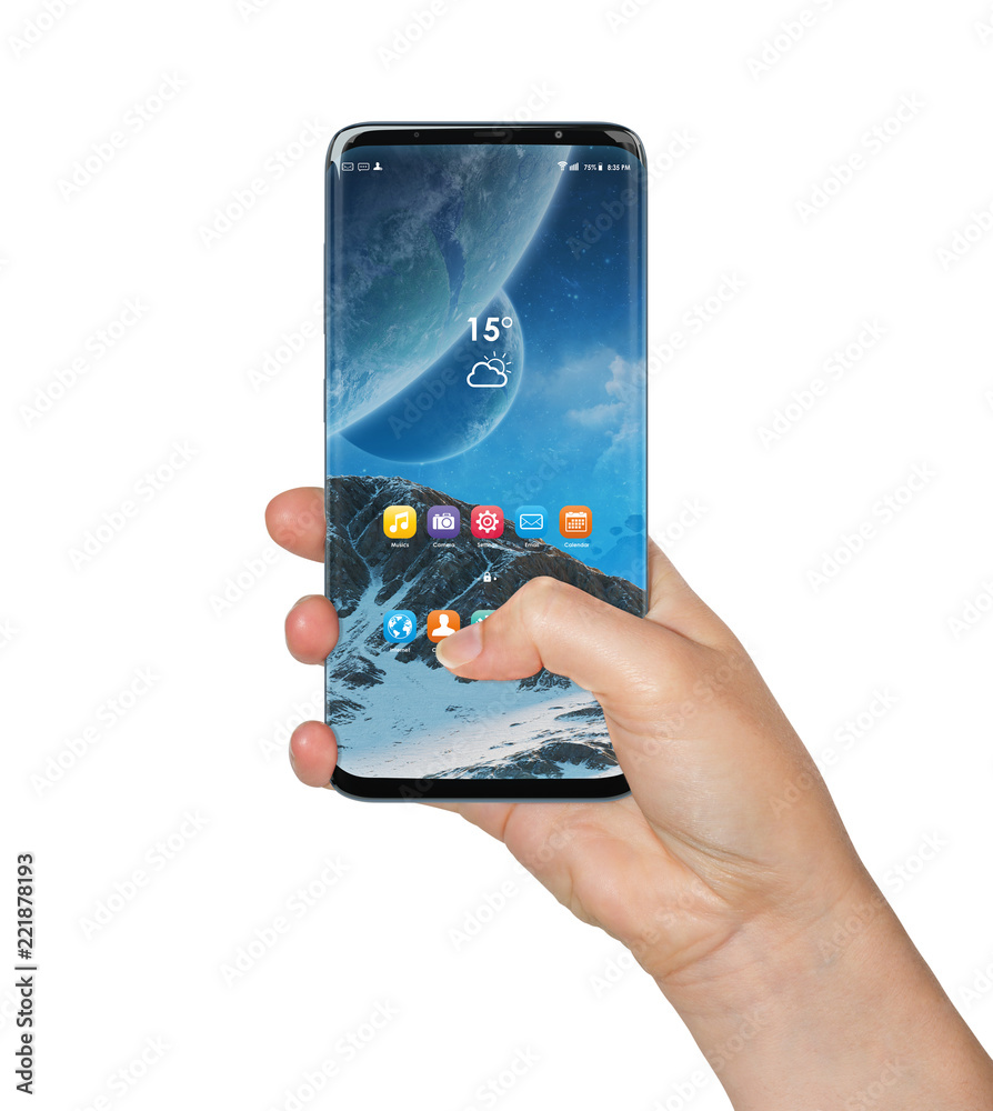 custom made wallpaper toronto digitalIsolated woman hand holding modern smartphone 3d rendering