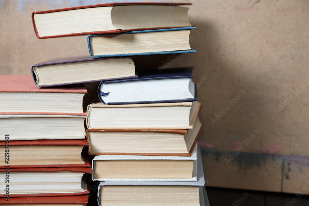 Stack of books background. many books Stack of books background. many books