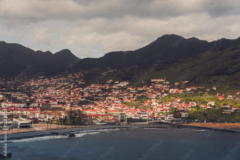 Aerial view to Machico village on Madeira, Portugal