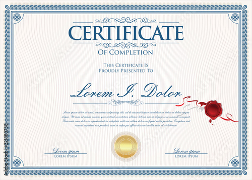 Certificate or diploma retro vintage design template 